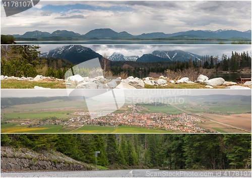 Image of Majestic mountain lake in National Park High Tatra. Strbske pleso, Slovakia, Europe.