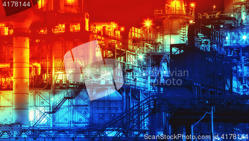 Image of Oil Refinery At Night