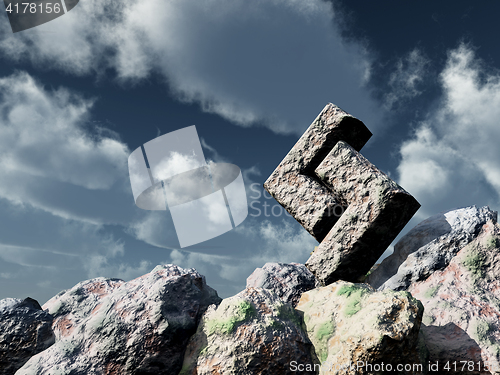 Image of rune rock under cloudy blue sky - 3d illustration