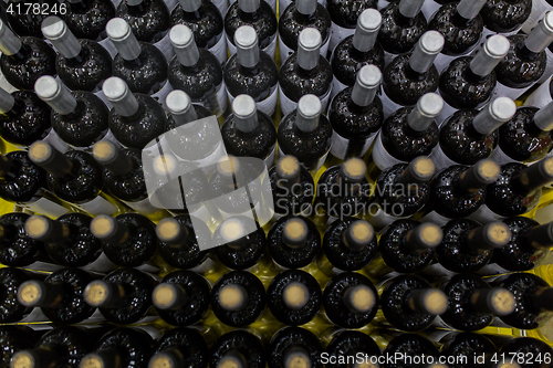 Image of close up of bottles at liquor store