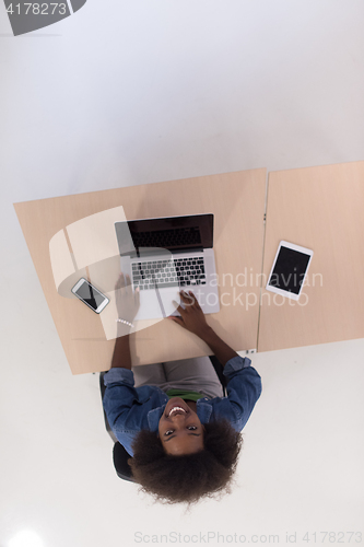 Image of top view of informal african american Businesswoman