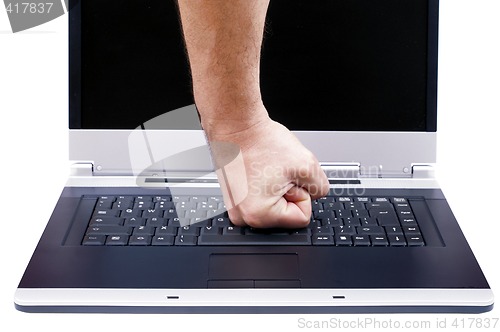 Image of Laptop and fist