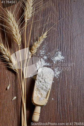 Image of whole flour and wheat ears 