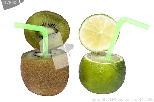 Image of Lime and kiwi abstract fruit drink.