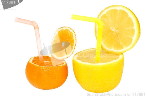 Image of Lemon and mandarin abstract fruit drink.