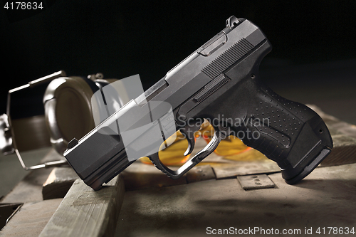 Image of Glock, short weapon. Glock pistol, sharp weapon