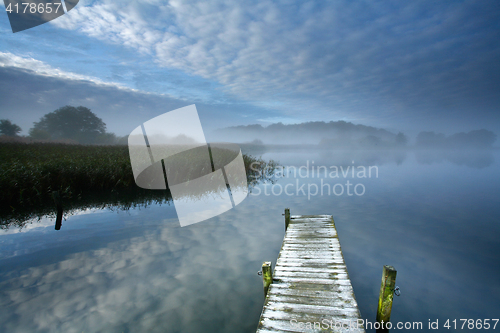 Image of View on a beautiful  lake in scandinavia in denmark 