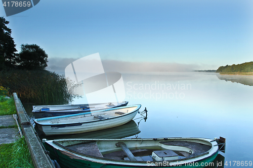 Image of View on a beautiful  lake in scandinavia in denmark 