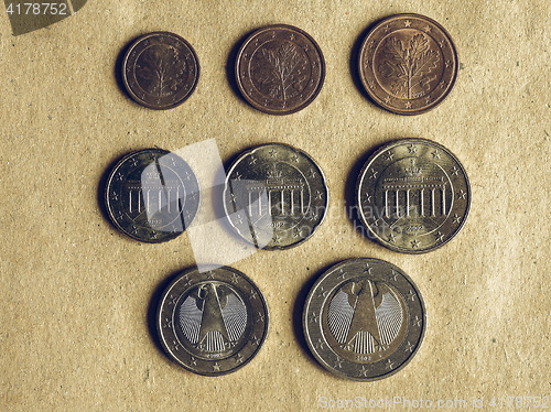 Image of Vintage Euro coins flat lay