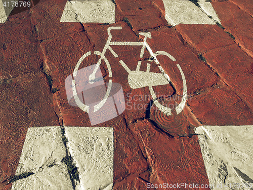 Image of Vintage looking Bike lane sign