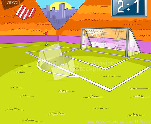 Image of Cartoon background of soccer stadium.