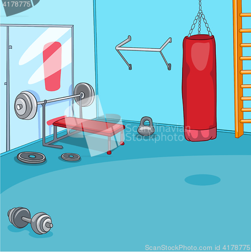 Image of Cartoon background of gym room.