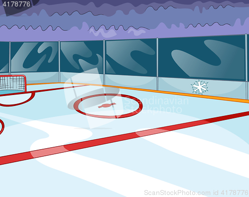 Image of Cartoon background of ice hockey rink.