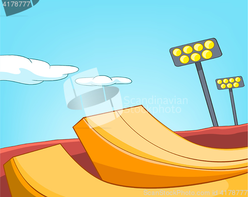 Image of Cartoon background of skatepark.