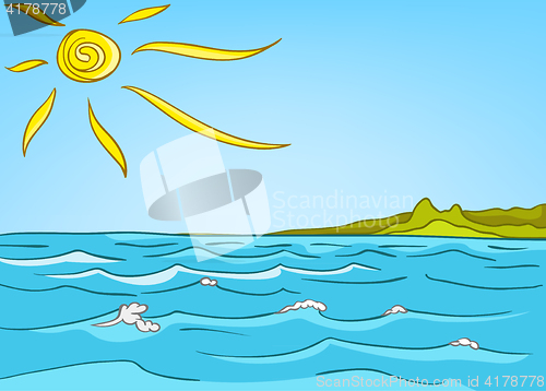 Image of Cartoon background of sea landscape.