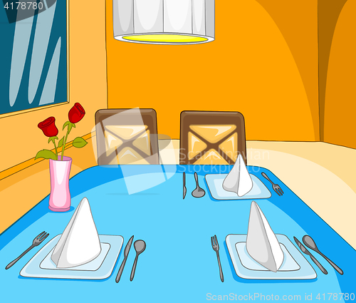 Image of Cartoon background of restaurant interior.