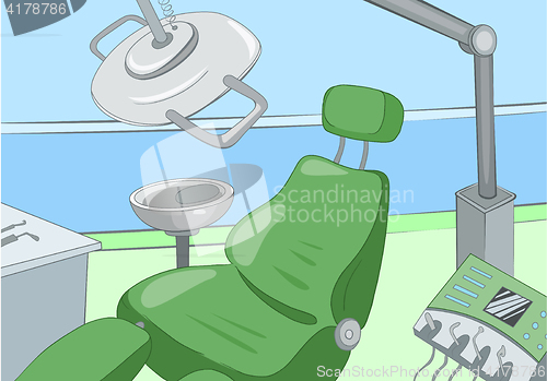 Image of Cartoon background of dentist office interior.