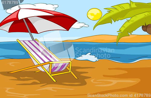 Image of Cartoon background of tropical beach and sea.