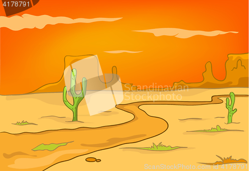 Image of Cartoon background of desert landscape.