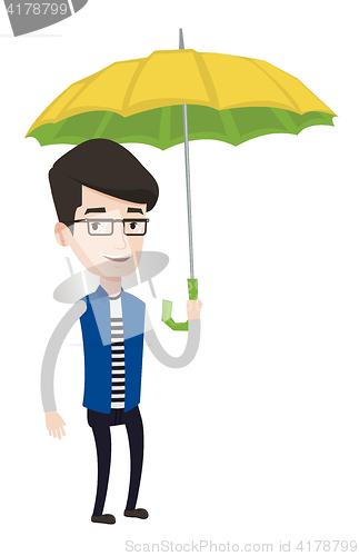 Image of Businessman insurance agent with umbrella.