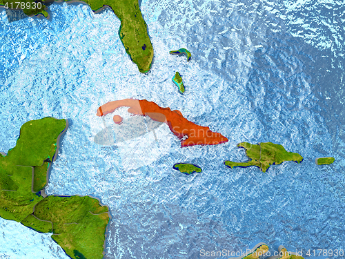 Image of Cuba in red