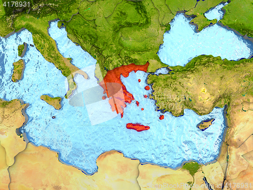 Image of Greece in red