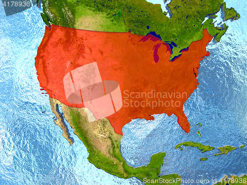 Image of USA in red