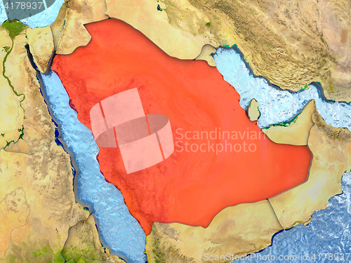 Image of Saudi Arabia in red