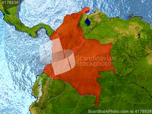 Image of Colombia in red