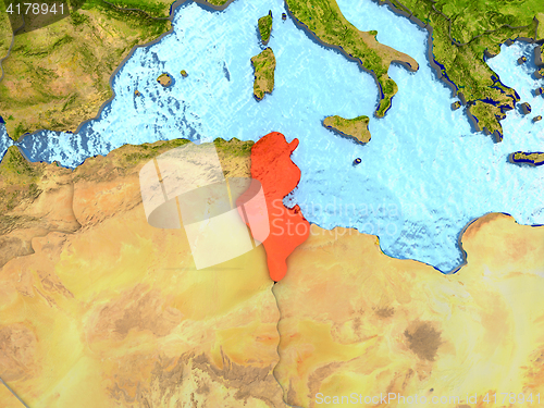 Image of Tunisia in red