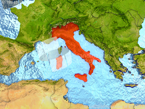 Image of Italy in red