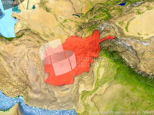 Image of Afghanistan in red