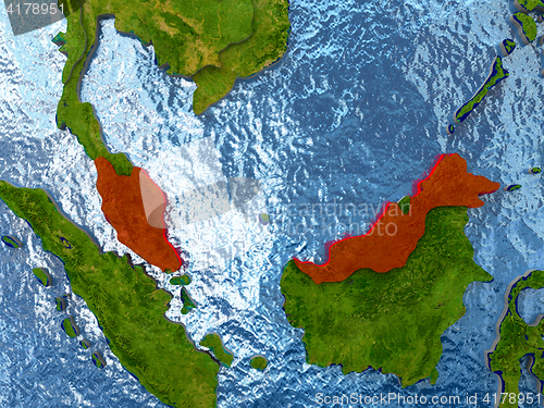 Image of Malaysia in red