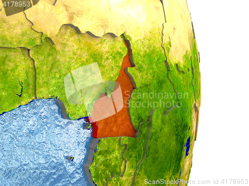 Image of Cameroon in red on Earth