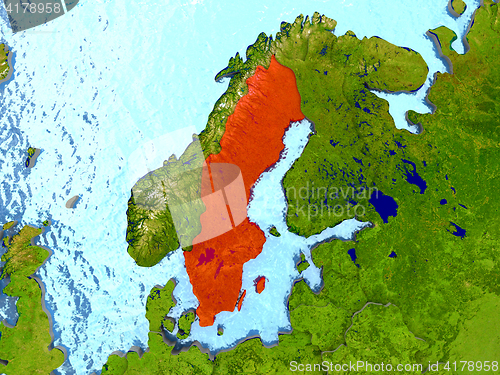 Image of Sweden in red