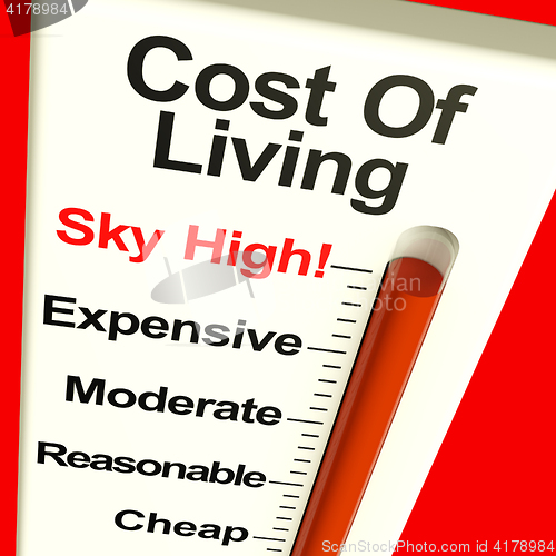 Image of Cost Of Living Expenses Sky High Monitor Showing Increasing Cost