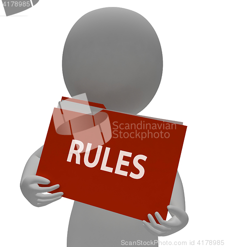 Image of Rules Folder Shows Office Binder 3d Rendering