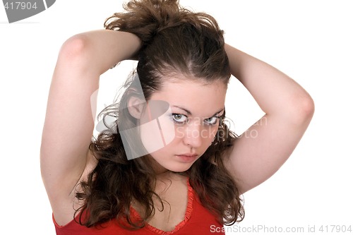 Image of Portrait of  the young beauty woman. Isolated.