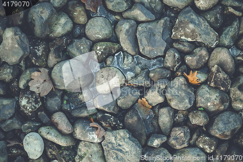 Image of Rocks in a pile in the winter with ice