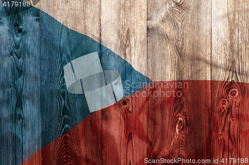 Image of National flag of Czech Republic, wooden background