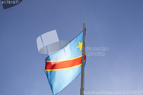 Image of National flag of Congo on a flagpole