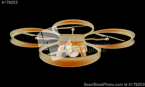 Image of Drone, quadrocopter, with photo camera flying. 3d render