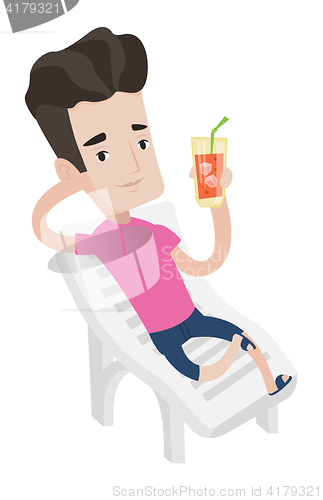 Image of Man relaxing on beach chair vector illustration.