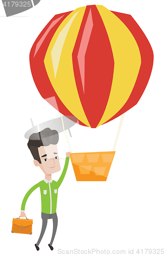 Image of Employee hanging on balloon vector illustration