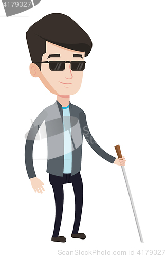 Image of Blind man with stick vector illustration.