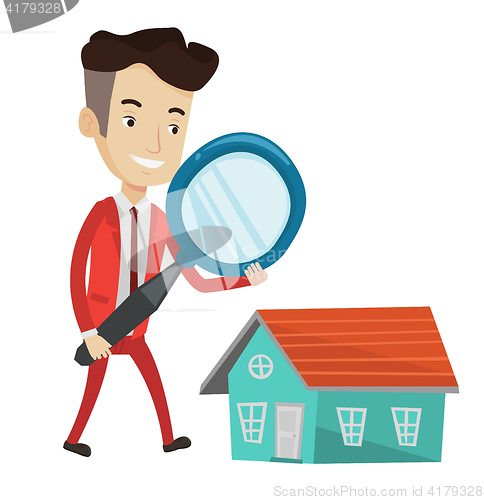 Image of Man looking for house vector illustration.