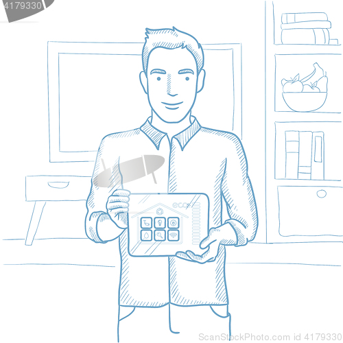 Image of Smart home application vector sketch illustration.