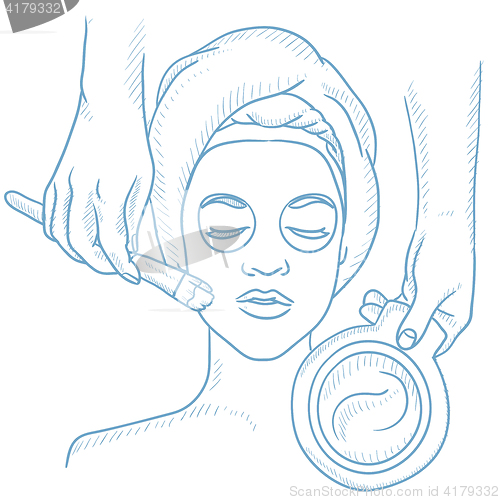 Image of Woman in beauty salon during cosmetology procedure