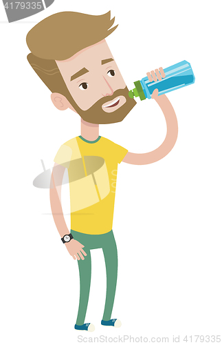 Image of Sportive man drinking water vector illustration.