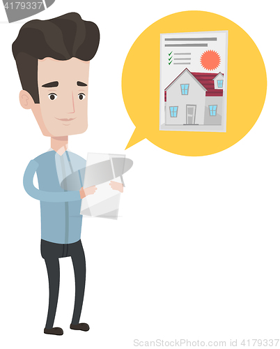 Image of Man looking for house vector illustration.